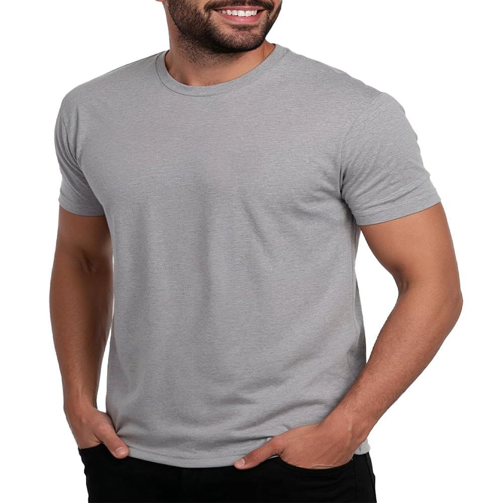INTO THE AM Men's Plain Basic Tees - Fitted Essential Crewneck Blank T-Shirts Casual Gym Classic Short Sleeve True Fit Fashion Undershirts Tshirts for Guys (Grey, Small)
