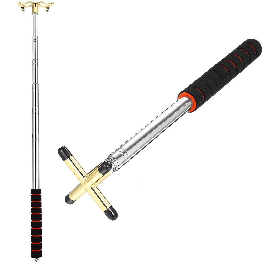 Skylety Pool Cue Snooker Stick Pool Table Accessories Retractable Billiards Cue Rest with Removable Brass Bridge Head(Plus Sign Bridge Head,Stainless Steel)