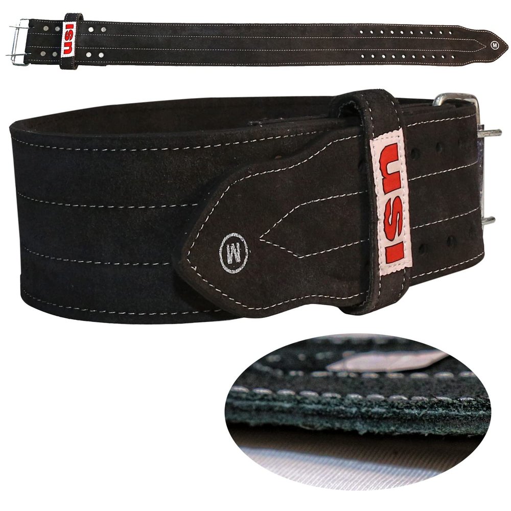 USI UNIVERSAL THE UNBEATABLE Power Lifting Belt, 790PL (Light 6mm Thick Leather, Black, Medium) Weight Lifting Belt For Men & Women Weightlifting Competition Workout Training Weight Support Belt