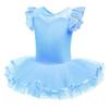 HIHCBF Kids Girls Flutter Sleeve Lace Ballet Skirted Leotard Dance Tutu Dresses Ballerina Costume Gymnastics Dancewear Blue 6-7T view 1