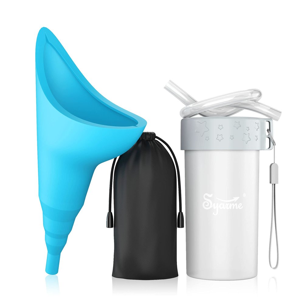 Female Urination Device, Portable Reusable Urinal Funnel with Extension Tube, Small Folding Storage, Suitable for Travel, Festivals, Camping, Traffic Jams, Etc, with Waterproof Cup