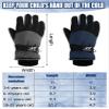 SATINIOR 2 Pairs Kids Waterproof Winter Snow Gloves Ski Gloves for Boy Girl Outdoor Warm Thickening Snowboard(Dark Gray, Dark Blue,6-10 Years) view 3
