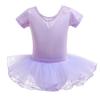 HIHCBF Baby Girls Short Sleeve Sheer Mesh Ballet Leotard for Dance Tutus Skirt Outfits Ballerina Dancewear Gymnastics Costume Lavender 2-3T view 1