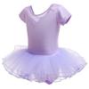 HIHCBF Baby Girls Short Sleeve Sheer Mesh Ballet Leotard for Dance Tutus Skirt Outfits Ballerina Dancewear Gymnastics Costume Lavender 2-3T view 3