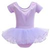 HIHCBF Baby Girls Short Sleeve Sheer Mesh Ballet Leotard for Dance Tutus Skirt Outfits Ballerina Dancewear Gymnastics Costume Lavender 2-3T view 4