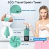BOGI Microfiber Travel Sports Towel-Quick Dry Soft Lightweight Absorbent Compact Sports Towel for Camping Gym Beach Bath Yoga Swimming Backpacking (XL:72''x32''+16''x16''-Mint) view 4