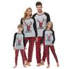 VENTELAN Christmas Pajamas for Family Holiday PJS Set with Deer Long Sleeve Tee and Red Plaid Pants,Women,S view 1