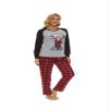 VENTELAN Christmas Pajamas for Family Holiday PJS Set with Deer Long Sleeve Tee and Red Plaid Pants,Women,S view 3