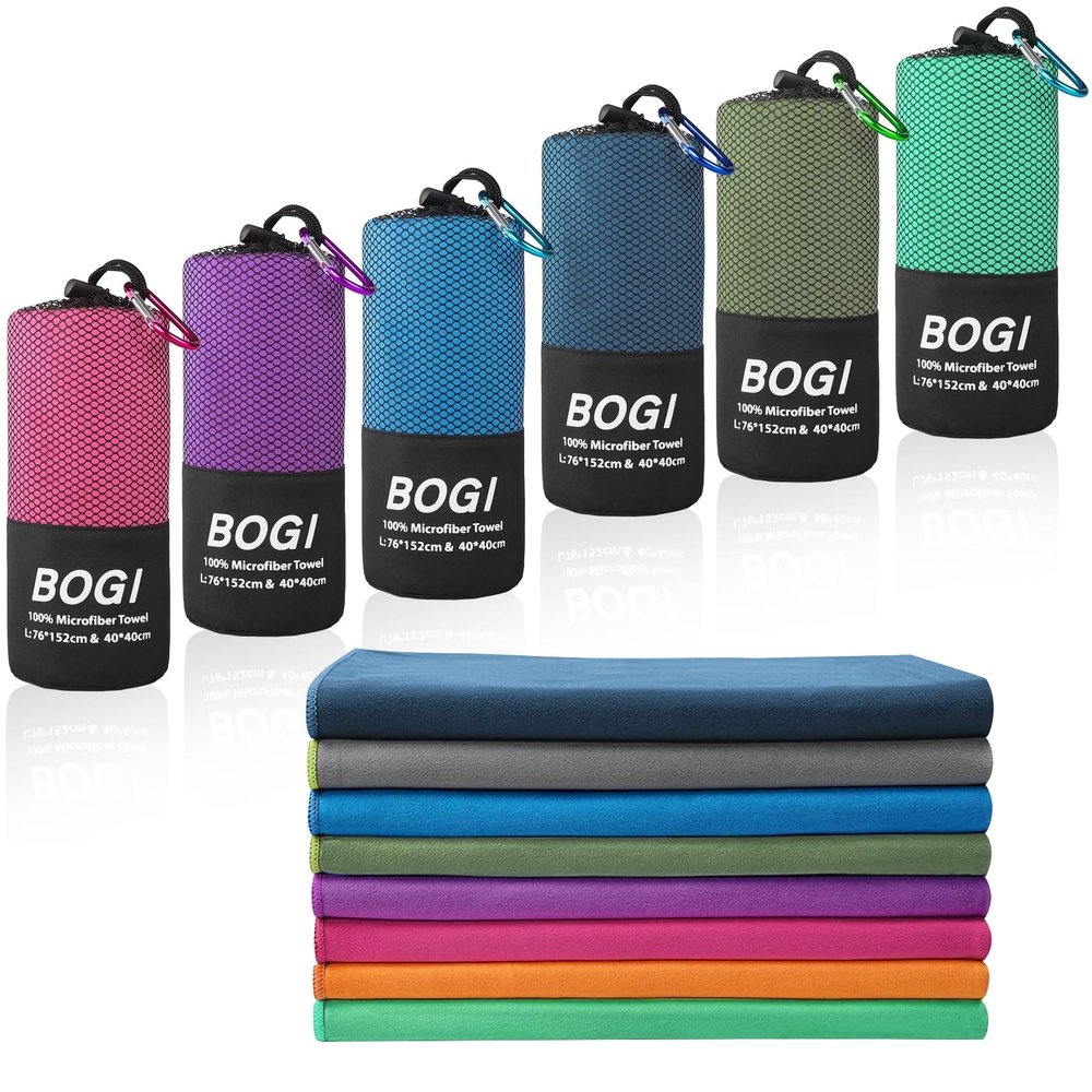 BOGI Microfiber Travel Sports Towel-Quick Dry Travel Towel,Soft Lightweight Absorbent Compact Sports Towel for Camping Gym Beach Bath Yoga Swimming Backpacking (S:16''x32'',2Pcs-AGreen)