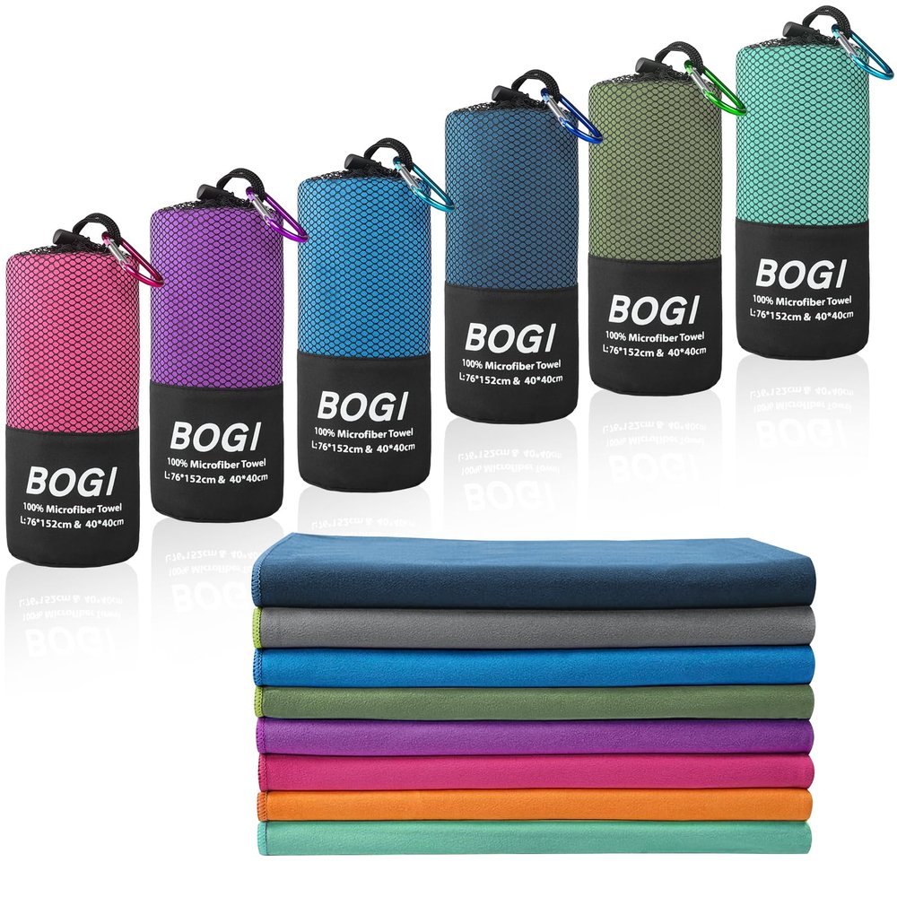 BOGI Microfiber Travel Sports Towel-Quick Dry Travel Soft Lightweight Absorbent Compact Sports Towel for Camping Gym Beach Bath Yoga Swimming Backpacking (L:60''x30''+16''x16''-Mint)