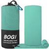BOGI Microfiber Travel Sports Towel-Quick Dry Travel Soft Lightweight Absorbent Compact Sports Towel for Camping Gym Beach Bath Yoga Swimming Backpacking (L:60''x30''+16''x16''-Mint) view 2