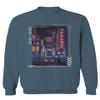 0408. Aesthetic Japanese City Vaporwave Art Cyberpunk Retro Street wear Men's Crewneck Sweatshirt (Indigo Blue Small) view 1
