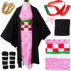 Anime Kids Women's Kamado Cosplay Costume Suit Full Set Kimono for Halloween Adult(Pink-GM-L view 1