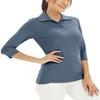 MOHEEN Women's Polo Shirt Quick Dry Performance Moisture Wicking 3/4 Sleeve Golf Polo Shirts for Women Athletic Casual Work (12222 Navy 2XL) view 1
