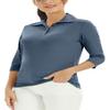 MOHEEN Women's Polo Shirt Quick Dry Performance Moisture Wicking 3/4 Sleeve Golf Polo Shirts for Women Athletic Casual Work (12222 Navy 2XL) view 3