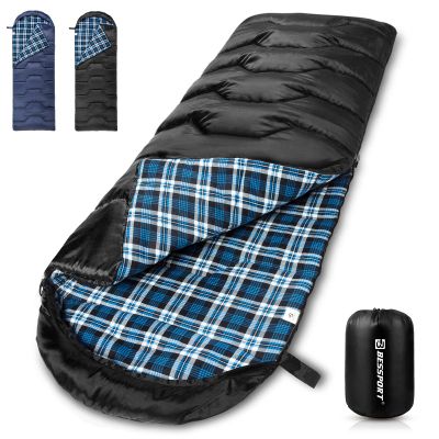 Bessport Sleeping Bag Winter | Flannel Lined 18 - 32 Extreme 3-4 Season Warm & Cool Weather Adult Sleeping Bags Large | Lightweight, Waterproof for Camping, Backpacking, Hiking