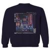 0408. Aesthetic Japanese City Vaporwave Art Cyberpunk Retro Street wear Men's Crewneck Sweatshirt (Navy Medium) view 1