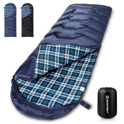 Bessport Flannel Lined Sleeping Bag Winter | 18 Extreme 3-4 Season Warm & Cool Weather Adult Sleeping Bags Large | Lightweight, Waterproof for Camping, Backpacking, Hiking