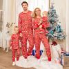 PopReal Christmas Pajamas for Family, Family Christmas Pajamas PJs Matching Sets Top Sleepwear Jammies Santa Claus Snowflake Print 3T Red view 2
