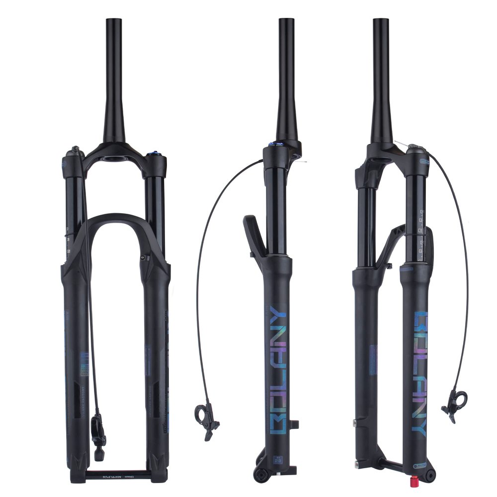 BOLANY 27.5/29 inch Boost Thru Bike Fork Suspension 32 RL 15 * 100/110mm Axle 1-1/8" Tapered MTB Rebound Adjust Air Spring Remote Lockout Shocks (110 * 15 Tapered-Remote, 27.5 inch)