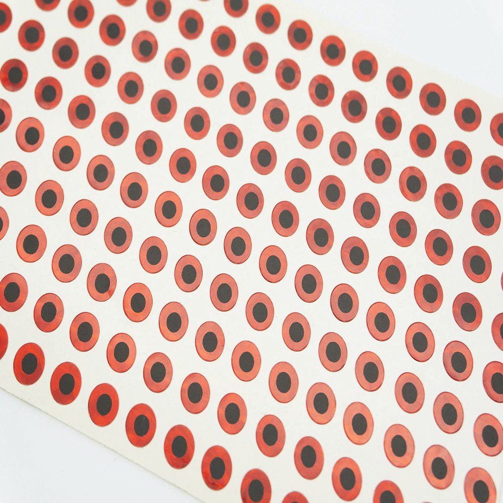 2MM-20MM Fishing Lure Eye Red Colour 2D Flat Eye Fishing Eyes 2D Holographic Lure Eyes Making Fly Tying Fake Fish Eyes DIY Lifelike Realistic Artificial Holographic Fake Eyes (4MM-500PCS)
