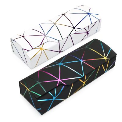 Abwuulq- lattice dazzling glasses case,Portable protective case for glassesFashion glasses rigid cover,unisex (Black + white)