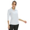 Corna Women's Golf Polo T Shirts Lightweight Moisture Wicking 3/4 Sleeve Blouses Shirt Quick Dry V Neck Tops(White,L) view 4