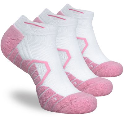 Hylaea No Show Breathable Running Socks with Cushion for Sports Athletic Walking Golf Low Cut Compression White Red Large