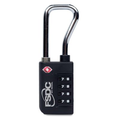 FSDC (Firearm Safety Devices FSDC-TSA687RCB 4 Dial Combination Lock for Luggage, Cases, and Coolers Hardened Steel Shackle, TSA Accepted for Travel Single-Pack