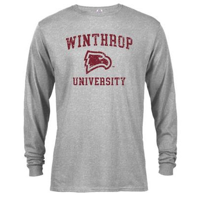 Sport Your Gear Winthrop Eagles WU Distressed Retro Logo Long Sleeve T-Shirt Athletic Heather Medium