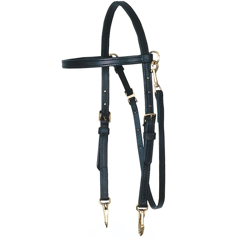 Billy Royal Arabian Training Bridle for Horses | 5/8" Harness Leather | Quick Bit Change Snaps | Solid Brass Hardware | Double-Stitched Browband | Adjustable Fit | Color Black