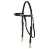 Billy Royal Arabian Training Bridle for Horses | 5/8" Harness Leather | Quick Bit Change Snaps | Solid Brass Hardware | Double-Stitched Browband | Adjustable Fit | Color Black view 3