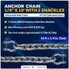 Five Oceans Galvanized Anchor Chain, 1/4" x 10' with 2 Shackles Link End, HT G4 High Test - FO4489-G10 view 2