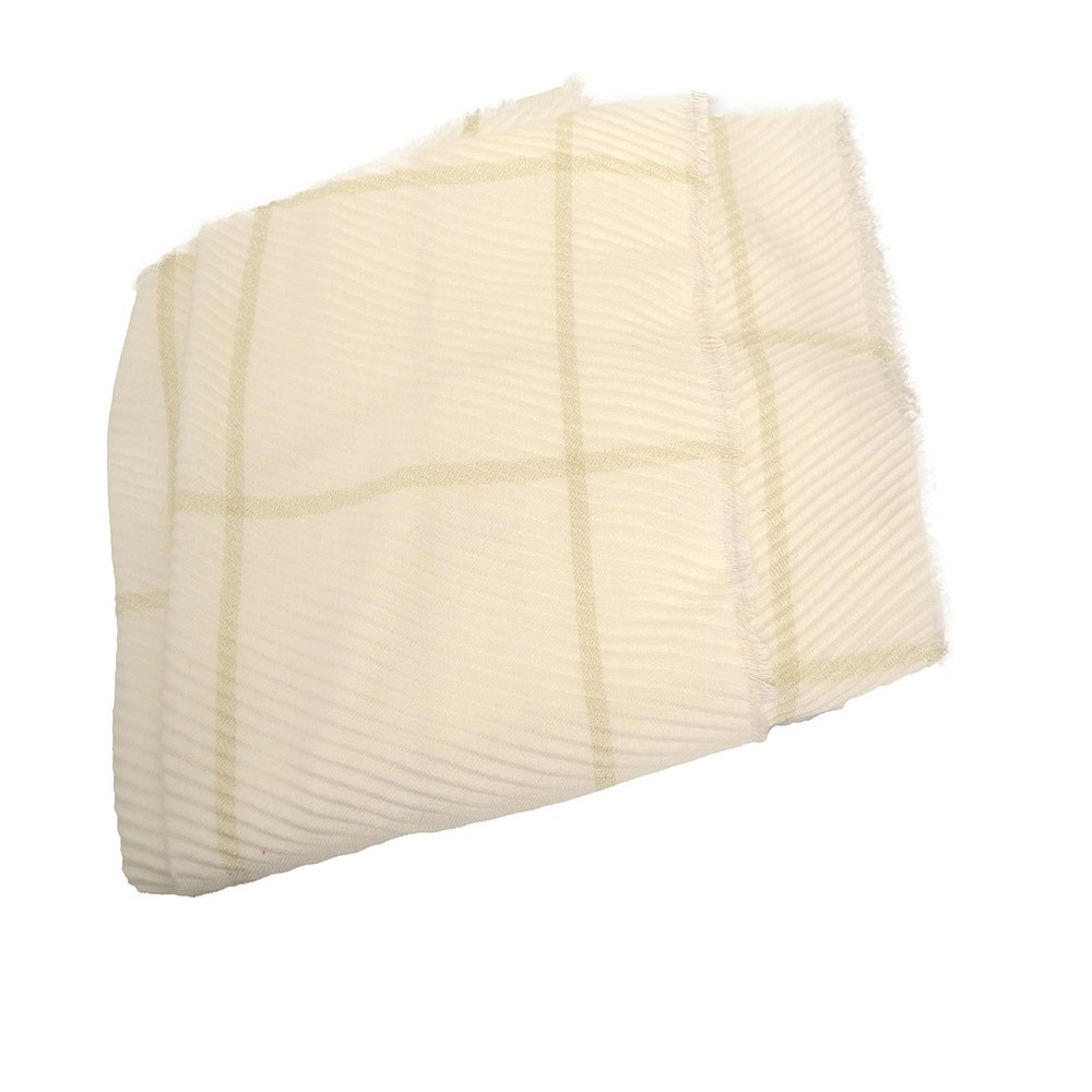 Save On Products Designer Club Windowpane Pleated Super-Soft Scarf & Wrap Ivory