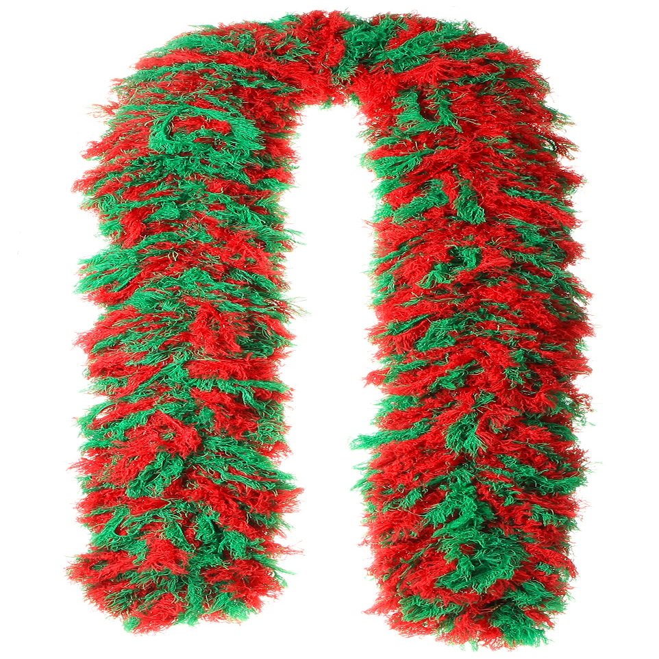 Featherless Super-Sized Faux Feather Boa (Made of Yarn) - U.S. Patent # D814,740. Cut to Length. Made in America (Christmas, XL)