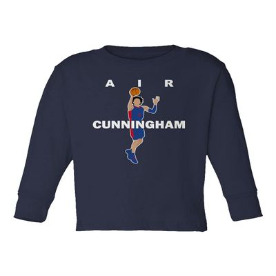 Air Cade Basketball Ball Player Cunningham Draft 2021 Detroit Little Kids Girls Boys Long Sleeve Toddler T-Shirt (Navy, 3T)