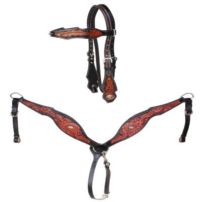 CHALLENGER Horse Western Dreamcatcher Sunflower Tooled Headstall Bridle & Breast Collar Set 78FK12B