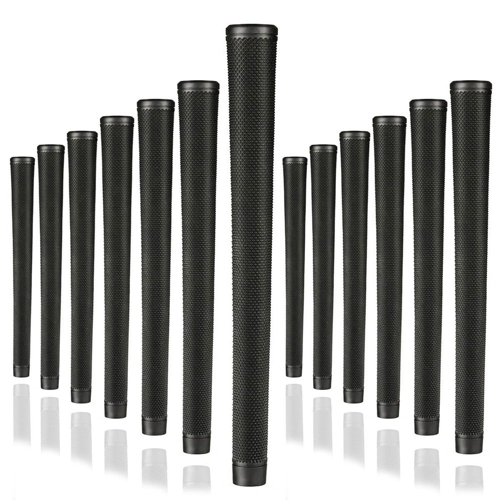 Karma Arthritic Jumbo Plus Golf Grip Set, 13 Black Oversized Shock-Absorbing, Nubbed Surface Replacement Golf Grips for Men That Suffer from Arthritis in their Driver Woods Irons Wedge Golf Clubs