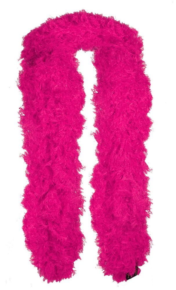 Featherless Super-Sized Faux Feather Boa (Made of Yarn) - U.S. Patent # D814,740. Cut to Length. Made in America (XL, Hot Pink)