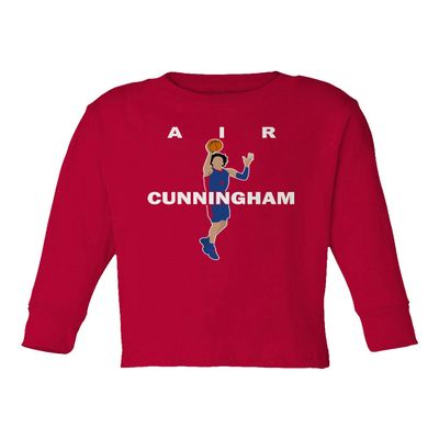 Air Cade Basketball Ball Player Cunningham Draft 2021 Detroit Little Kids Girls Boys Long Sleeve Toddler T-Shirt (Red, 2T)
