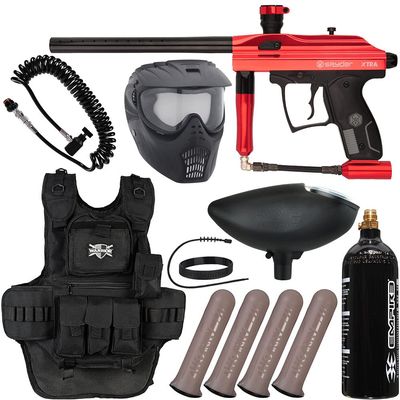 Action Village Kingman Spyder Xtra Heavy Gunner Paintball Gun Package Kit (Gloss Red)