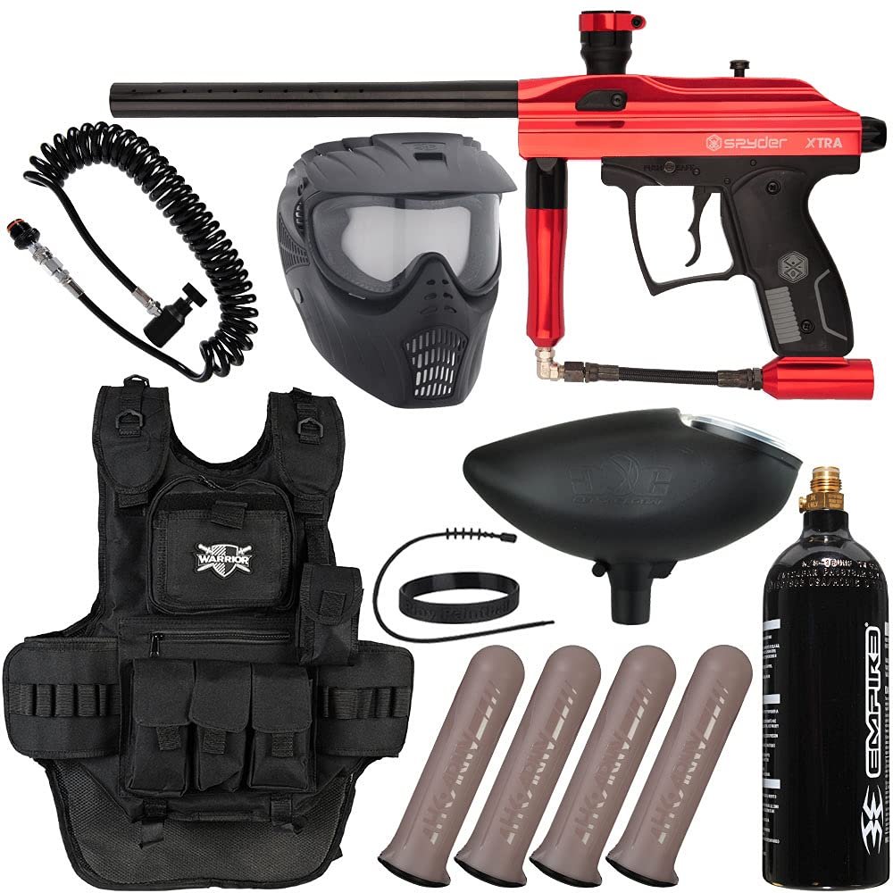 Action Village Kingman Spyder Xtra Heavy Gunner Paintball Gun Package Kit (Gloss Red)