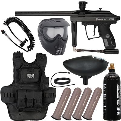 Action Village Kingman Spyder Xtra Heavy Gunner Paintball Gun Package Kit (Gloss Black)