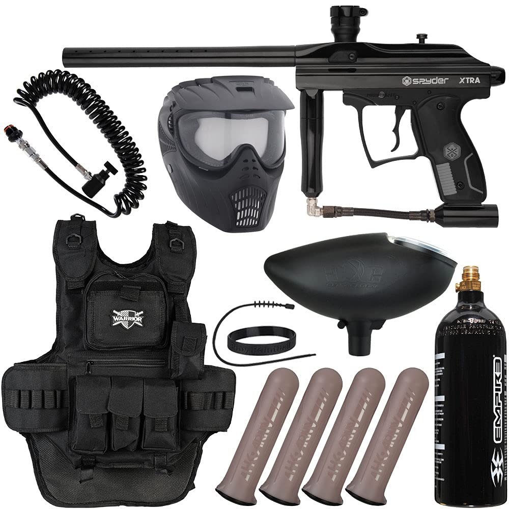 Action Village Kingman Spyder Xtra Heavy Gunner Paintball Gun Package Kit (Gloss Black)