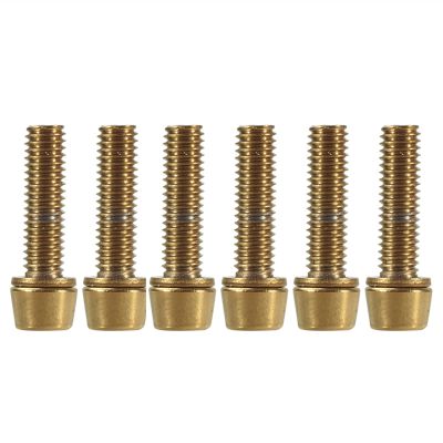 Bicycle Accessories 6pcs Mountain Bicycle Handlebar Stem Screw Stem Riser Bolts Stainless Steel Road for Outdoor Cycle Bike Parts (Color : Gold M5)