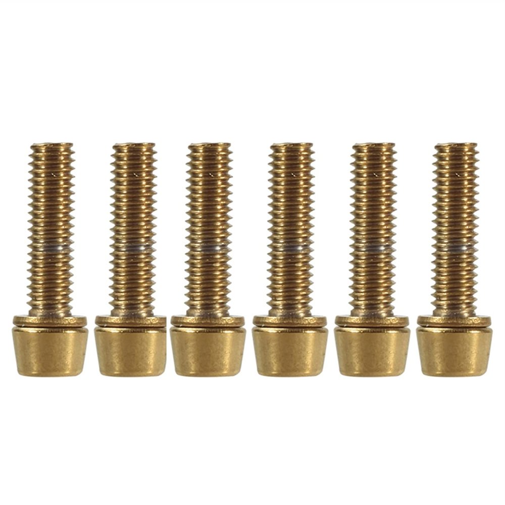 Bicycle Accessories 6pcs Mountain Bicycle Handlebar Stem Screw Stem Riser Bolts Stainless Steel Road for Outdoor Cycle Bike Parts (Color : Gold M5)