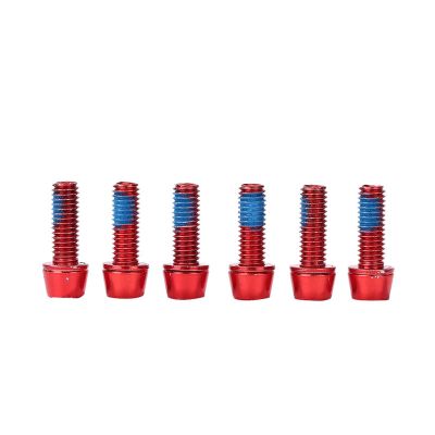 Bicycle Accessories 6pcs 18mm Bike Screws M6 Bicycle Stem Fixing Bolt Mountain Bicycle Repair Tools for Disc Brake V Brake Bike Parts (Color : Red)