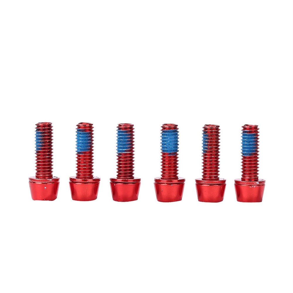 Bicycle Accessories 6pcs 18mm Bike Screws M6 Bicycle Stem Fixing Bolt Mountain Bicycle Repair Tools for Disc Brake V Brake Bike Parts (Color : Red)