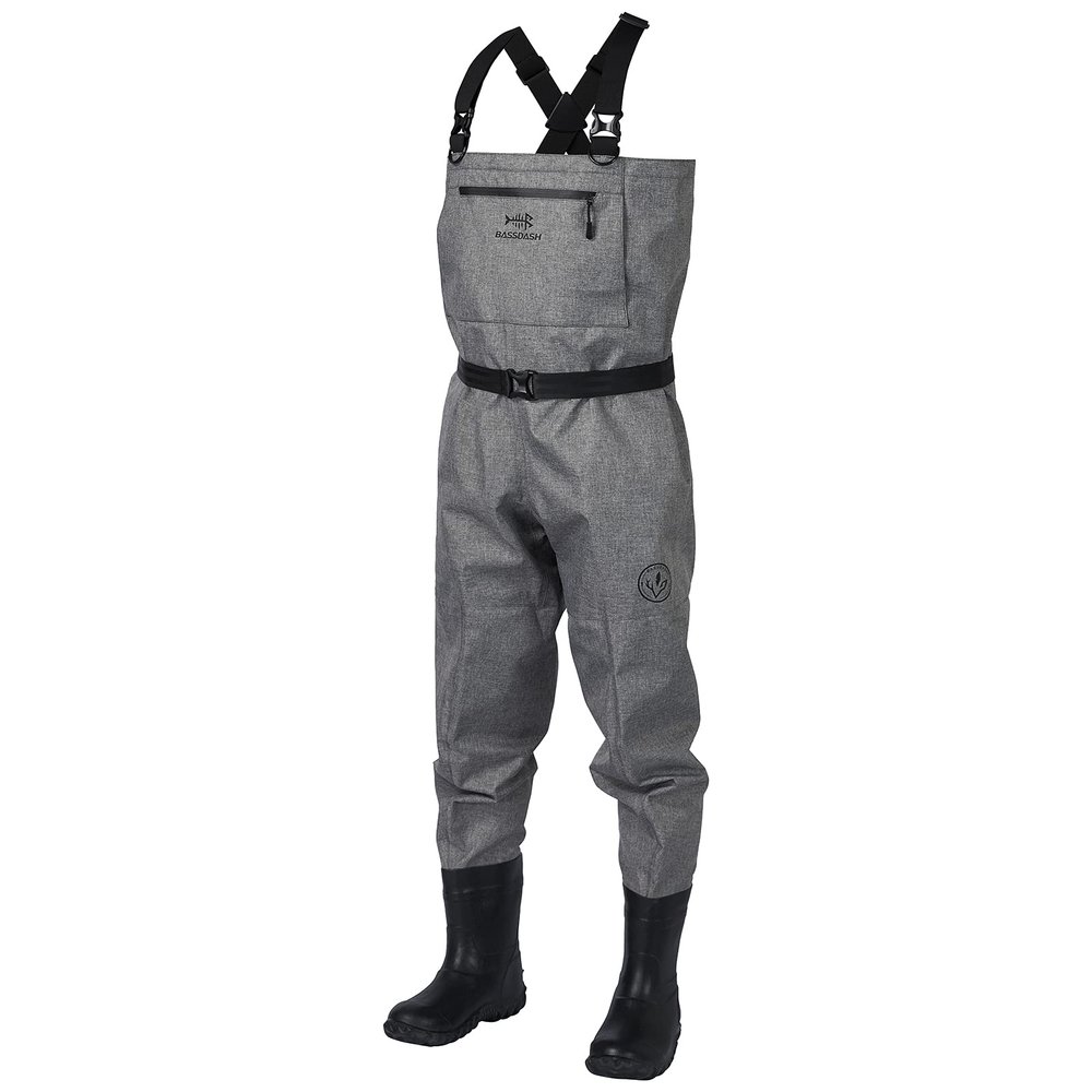 BASSDASH IMMERSE Breathable Ripstop Stocking Boot Foot Fishing Hunting Waders Lightweight Grey Camo Chest Wader for Men Women
