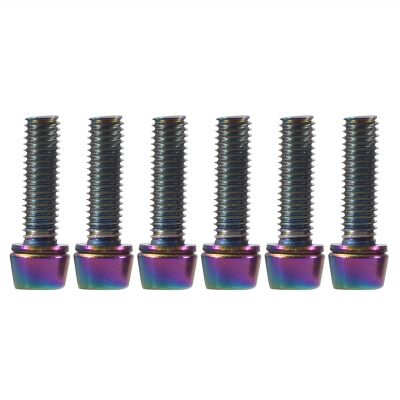 Bicycle Accessories 6pcs Mountain Bicycle Handlebar Stem Screw Stem Riser Bolts Stainless Steel Road for Outdoor Cycle Bike Parts (Color : Multicolor M5)
